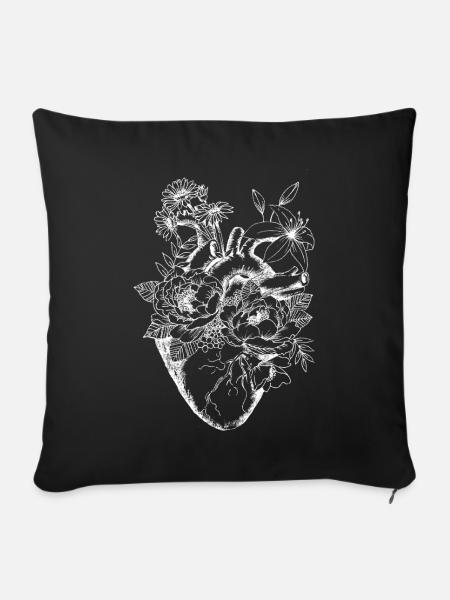 Anatomie herz - Sofakissenbezug 45 x 45 cm - Schwarz