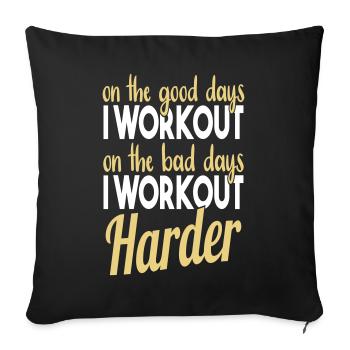 Training Fitness Sport trainiert lustige Sprüche - Sofakissenbezug 45 x 45 cm - Schwarz - Vorne