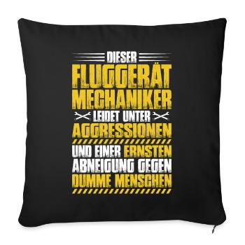 Fluggerätmechaniker Flugzeugmechaniker - Sofakissenbezug 45 x 45 cm - Schwarz - Vorne