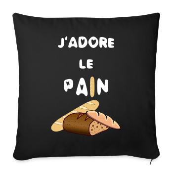 pain baguette - Housse de coussin décorative 45 x 45 cm - noir - Devant