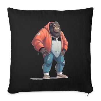 Streetart Gorilla Urban Rap Street Affe - Sofakissenbezug 45 x 45 cm - Schwarz - Vorne