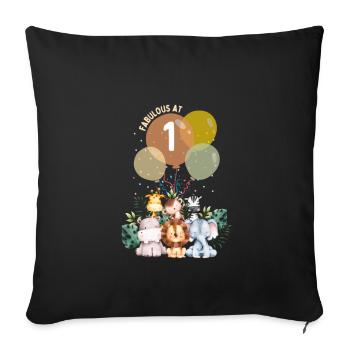 Fabulous First Kids Birthday Animals Safari - Sofa pillowcase 17,3'' x 17,3'' (45 x 45 cm) - black - Front