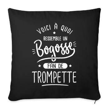 Trompette Bogosse musique musicien Trompettiste - Housse de coussin décorative 45 x 45 cm - noir - Devant