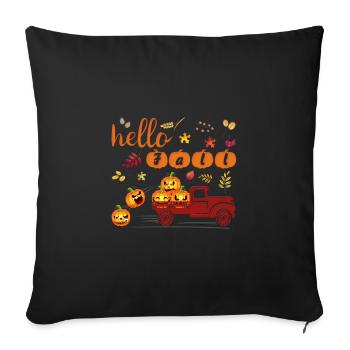 Bonjour Automne Funny shirt citrouille automne Halloween - Housse de coussin décorative 45 x 45 cm - noir - Devant