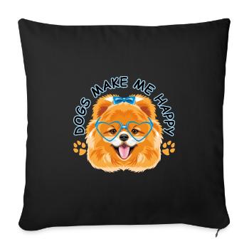 Les chiens me rendent heureux - Housse de coussin décorative 45 x 45 cm - noir - Devant