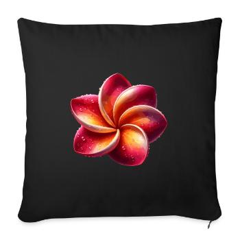 Belle fleur de Plumeria lumineuse avec des gouttes de rosée - Housse de coussin décorative 45 x 45 cm - noir - Devant