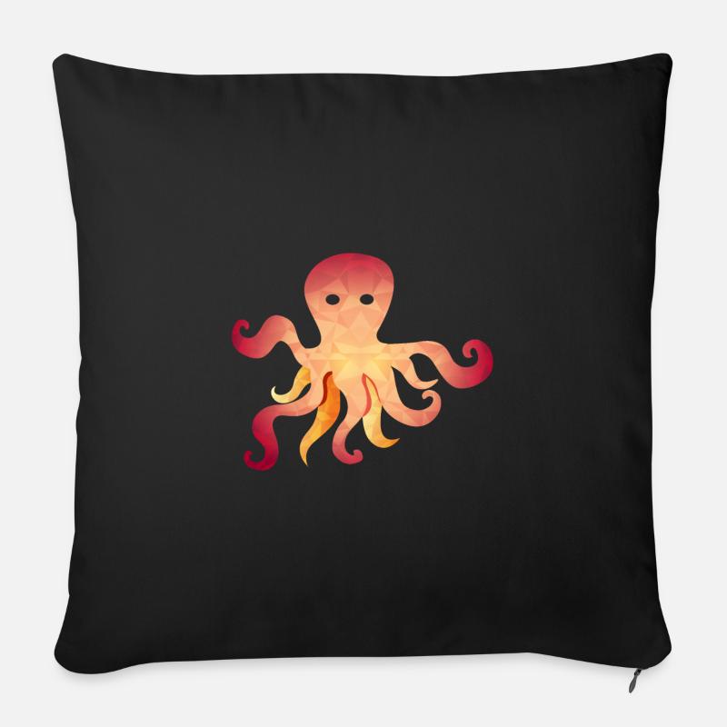 Octopus Squid Polygon - Sofa pillowcase 17,3'' x 17,3'' (45 x 45 cm) - black