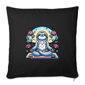 Méditer la paresse avec des fleurs et du thé - Housse de coussin décorative 45 x 45 cm - noir - Devant