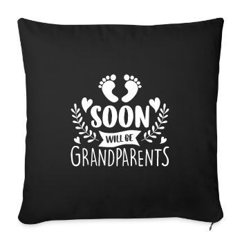Nous serons bientôt grands-parents, nous serons grand-mère et grand-père - Housse de coussin décorative 45 x 45 cm - noir - Devant