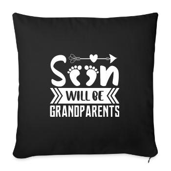 Nous serons bientôt grands-parents, nous serons grand-mère et grand-père - Housse de coussin décorative 45 x 45 cm - noir - Devant