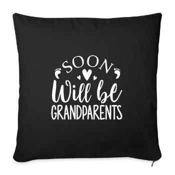 Nous serons bientôt grands-parents, nous serons grand-mère et grand-père - Housse de coussin décorative 45 x 45 cm - noir - Devant