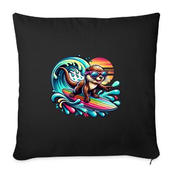Cool Otter Surfer Lunettes de soleil Surf - Housse de coussin décorative 45 x 45 cm - noir - Devant