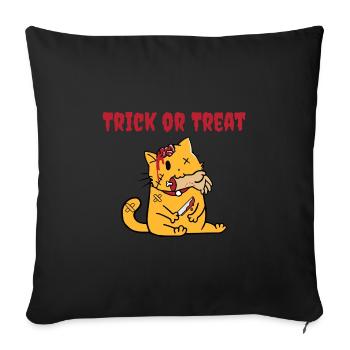 Trick Or Treat - Chat zombie - Housse de coussin décorative 45 x 45 cm - noir - Devant