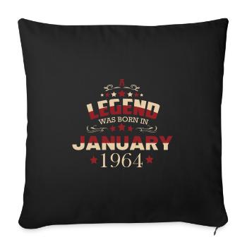 Une légende est née en janvier 1964 - Housse de coussin décorative 45 x 45 cm - noir - Devant