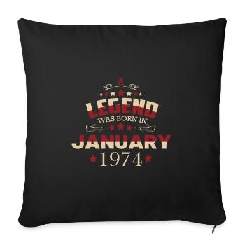 Janvier 1974 Anniversaire - Housse de coussin décorative 45 x 45 cm - noir - Devant