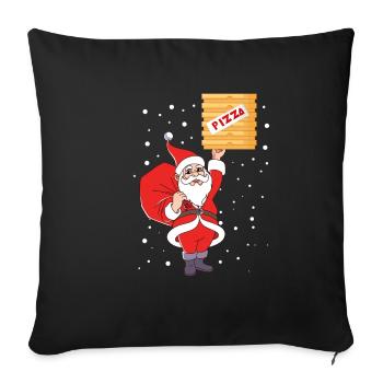 Santa Claus Christmas Santa Claus XMAS Pizza - Sofa pillowcase 17,3'' x 17,3'' (45 x 45 cm) - black - Front