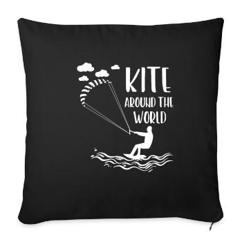 Kite Kite Surfing Kiten around World Water Sports - Sofa pillowcase 17,3'' x 17,3'' (45 x 45 cm) - black - Front