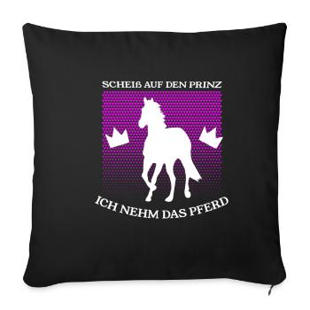 Licorne pas le prince Je prends le cheval - Housse de coussin décorative 45 x 45 cm - noir - Devant