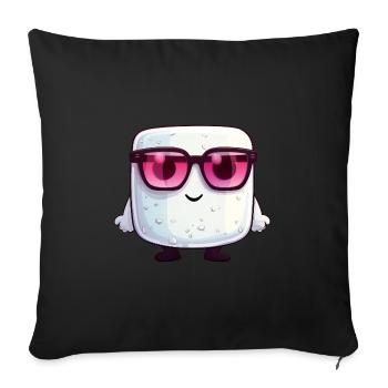 Kawaii marshmallow with sunglasses - Sofa pillowcase 17,3'' x 17,3'' (45 x 45 cm) - black - Front