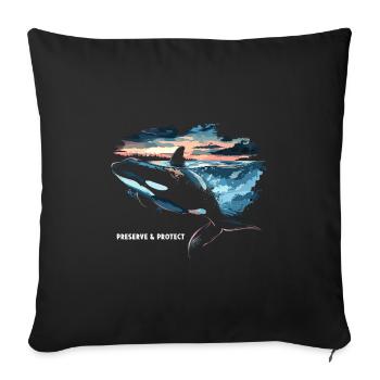 Préserver et protéger Orque Épaulard Épaulard Épaulard - Housse de coussin décorative 45 x 45 cm - noir - Devant