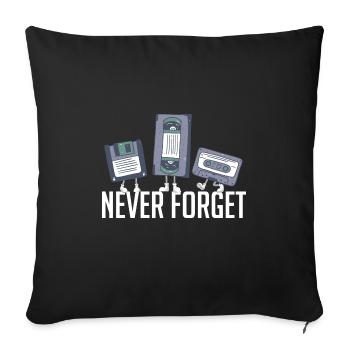 Never Forget 80s 90s Retro Technology Floppy - Sofa pillowcase 17,3'' x 17,3'' (45 x 45 cm) - black - Front