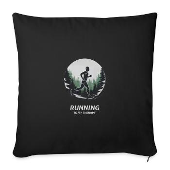 Running is My Therapy – Laufen in der Natur - Sofakissenbezug 45 x 45 cm - Schwarz - Vorne