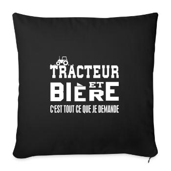 Tracteur c'est tout ce que je demande t-shirt - Housse de coussin décorative 45 x 45 cm - noir - Devant