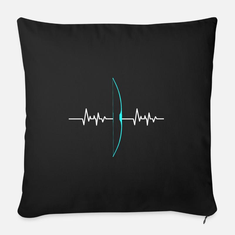 Bogenschießen Heartbeat Herzschlag Langbogen - Sofakissenbezug 45 x 45 cm - Schwarz