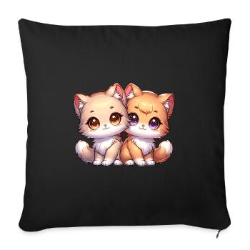 Two Cute Kittens With Big Eyes In One - Sofa pillowcase 17,3'' x 17,3'' (45 x 45 cm) - black - Front