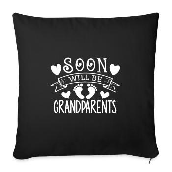 Bientôt nous serons grand-mère et grand-père, nous serons grands-parents - Housse de coussin décorative 45 x 45 cm - noir - Devant
