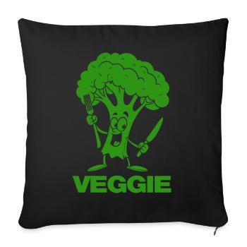 Broccoli Veggie - Vegetables, vegan - Sofa pillowcase 17,3'' x 17,3'' (45 x 45 cm) - black - Front