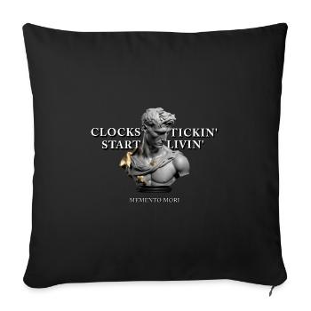 Horloges Tickin Start Live Memento Mori Statue grecque - Housse de coussin décorative 45 x 45 cm - noir - Devant
