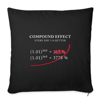 Effet composé - 1 % mieux chaque jour - Housse de coussin décorative 45 x 45 cm - noir - Devant