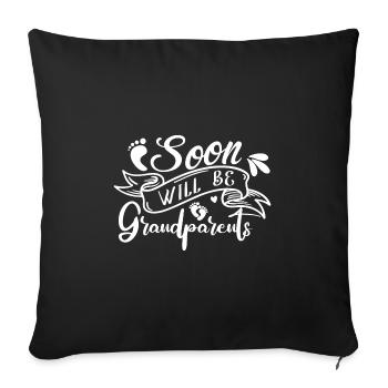 Bientôt nous serons grand-mère et grand-père, nous serons grands-parents - Housse de coussin décorative 45 x 45 cm - noir - Devant