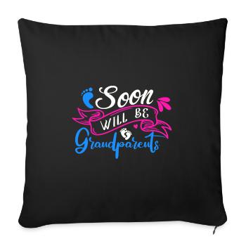 Bientôt nous serons grand-mère et grand-père, nous serons grands-parents - Housse de coussin décorative 45 x 45 cm - noir - Devant
