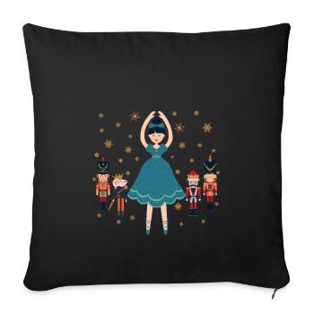 Klara Nussknacker Figur Prinz Ballett Weihnachts - Sofakissenbezug 45 x 45 cm - Schwarz - Vorne