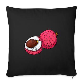 Retro Vintage Grunge Style Litschi Lychee - Sofakissenbezug 45 x 45 cm - Schwarz - Vorne