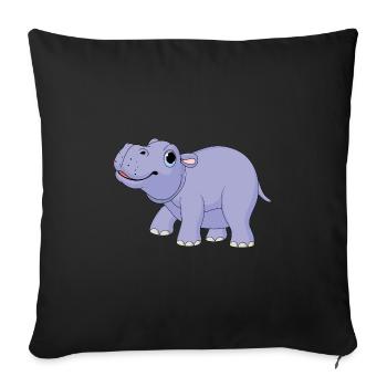 Hippopotame pygmée mignon - MiniHippo - Housse de coussin décorative 45 x 45 cm - noir - Devant