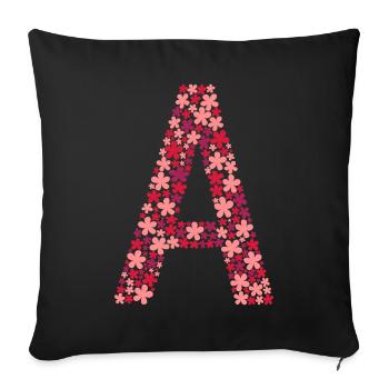 Letter A Flowers colored - Sofa pillowcase 17,3'' x 17,3'' (45 x 45 cm) - black - Front