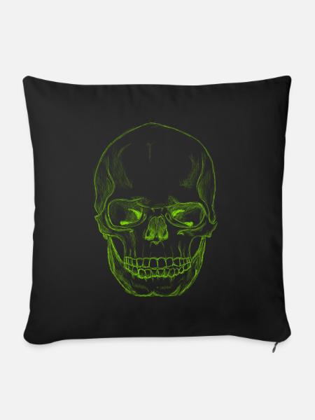 SkullSketchGreen - Sofakissenbezug 45 x 45 cm - Schwarz