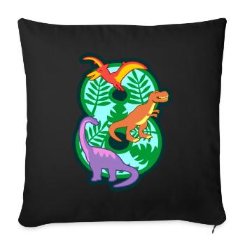 Dinosaurier 8. Geburtstagsparty Nummer 8 - 8 Jahre - Sofakissenbezug 45 x 45 cm - Schwarz - Vorne