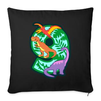 Dinosaurier 9. Geburtstagsparty Nummer 9 - 9 Jahre - Sofakissenbezug 45 x 45 cm - Schwarz - Vorne