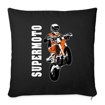 Supermoto - Supermotard - Housse de coussin décorative 45 x 45 cm - noir - Devant