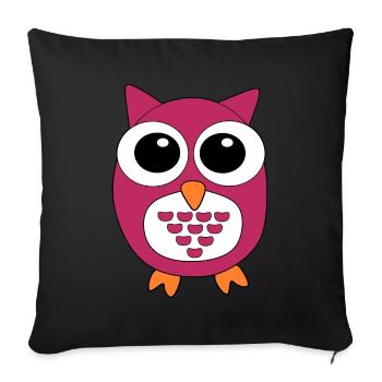 pink owl pink bird - Sofa pillowcase 17,3'' x 17,3'' (45 x 45 cm) - black - Front