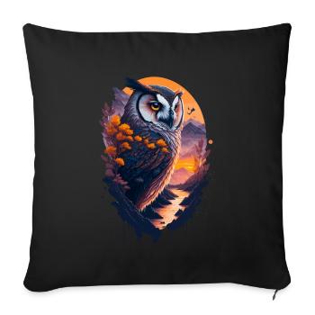 Beautiful owl - Sofa pillowcase 17,3'' x 17,3'' (45 x 45 cm) - black - Front