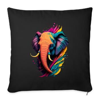 Colorful Elephant - Sofa pillowcase 17,3'' x 17,3'' (45 x 45 cm) - black - Front
