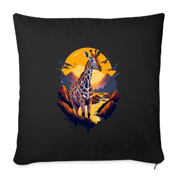 Belle girafe abstraite - Housse de coussin décorative 45 x 45 cm - noir - Devant