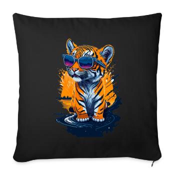 Cute baby tiger - Sofa pillowcase 17,3'' x 17,3'' (45 x 45 cm) - black - Front