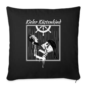 Kiel Coastal Child, skull with ship in a bottle - Sofa pillowcase 17,3'' x 17,3'' (45 x 45 cm) - black - Front