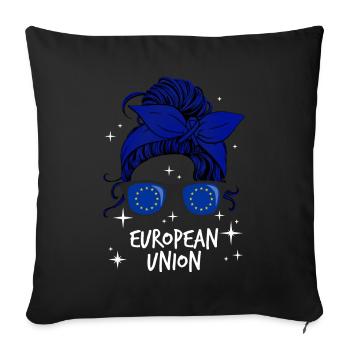 Union européenne - Housse de coussin décorative 45 x 45 cm - noir - Devant